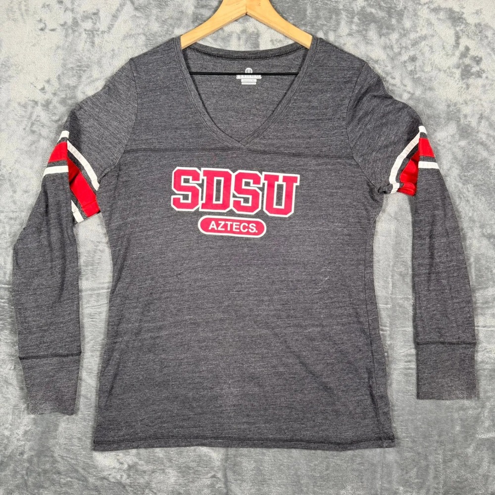 Holloway SDSU Aztecs Juniors V-Neck Long Sleeve T-Shirt‎ XL Gray NCAA